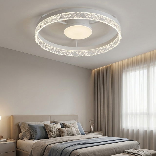 Modern Matte White DC Motor Smart LED Ceiling Fan with Remote Control Plastic Blades Low Noise Decorative Fandelier and Light
