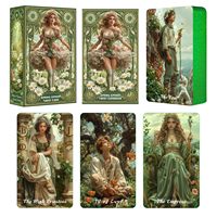 Vente en gros : Jeu de tarot Spring Sprout, 80 cartes, guide inclus, style Rider Waite, cartes de tarot en papier, bords dorés, boîte cadeau écologique