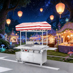 4 Wheel Rust Resistant Stainless Steel Mobile Snack Food Cart Convertible with Grill Built-In <b>Heater</b> 2 Year Warranty Outdoor Use - Product Image 2