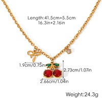 Nueva serie de frutas, collar con colgante de cereza con incrustaciones de circón chapado en oro de 18 quilates de acero inoxidable para mujer, regalo de joyería de moda