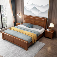 Cadre de lit économique au design moderne et simple, lit double en bois de caoutchouc massif chinois, coffre de rangement haut, couleurs et tailles personnalisables
