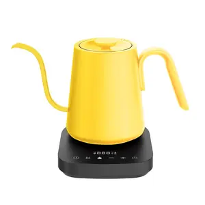 黄色鹅颈水壶800毫升电水壶不锈钢快速咖啡壶现代