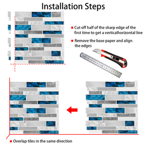 Tuiles Vivid 3D Auto-adhésives en mosaïque, tuiles en vinyle à peler et à coller pour la cuisine, la <span class=keywords><strong>salle</strong></span> <span class=keywords><strong>de</strong></span> <span class=keywords><strong>bain</strong></span>, le salon, le dosseret - Product Image 5