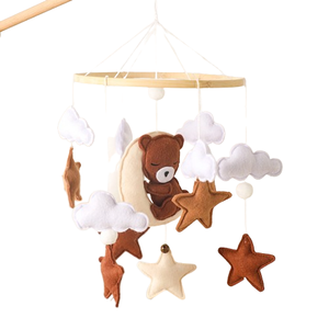 Vente en Gros Neutre Beige Nuage Etoile Lune Feutre Ours Endormi Berceau en Bois Mobile pour Bébé pour Chambre <span class=keywords><strong>de</strong></span> Bébé - Product Image 1