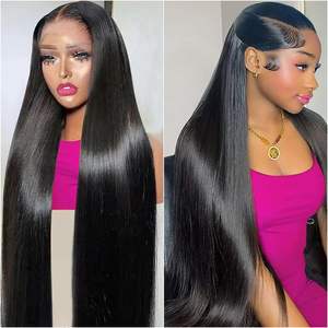 Парик из натуральных волос 13x6, прямой, с эффектом кинки, плотность 180%, HD прозрачный, без клея, с кружевной передней частью, с предварительно вычесанной линией роста волос - Product Image 2