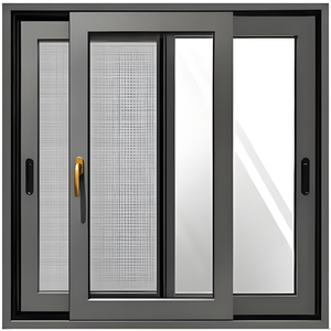 <span class=keywords><strong>Ventanas</strong></span> Modernas con Marco de Aleación de Aluminio con Recubrimiento en Polvo Gris Horizontal, con Pantalla Magnética y Sistema de Deslizamiento de Vidrio Reflectante - Product Image 1