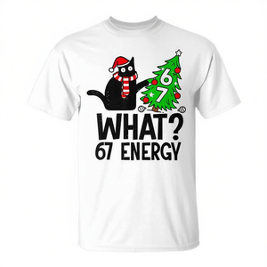 เสื้อยืดลาย Six Seven Cat Christmas 67 Energy Gen Z Meme slang Design - Product Image 2