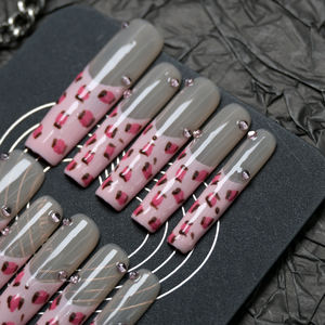 Uñas Postizas de Ataúd Largas Hechas a Mano al por Mayor, 10 Piezas, Reutilizables, Cobertura Completa, Uñas Acrílicas Cortas Artificiales, Precio de Fábrica, Color Rosa - Product Image 3