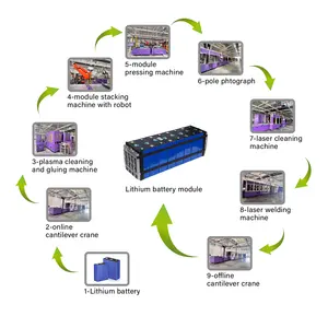 Ligne d'assemblage automatique Ligne de production de batteries au lithium-ion Batterie faisant la machine pour Ev