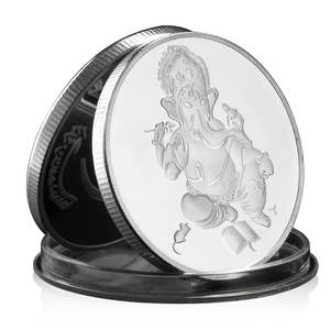 Moneta commemorativa per induismo Moneta placcata in argento Basso-Relievo la leggenda di Ganesha moneta ricordo da collezione - Product Image 1