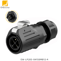 Prise d'alimentation circulaire en plastique E-Weichat LP20 Série 2 3 4 pôles, type vis de verrouillage M20, étanche IP67, 500V, pour aviation