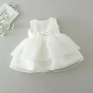 MQ12 नवजात बपतिस्मा पोशाक के लिए बच्चे लड़की सफेद पहला जन्मदिन पार्टी पहनने फूल बच्चा लड़की बप्तिस्मा गाउन Vestidos