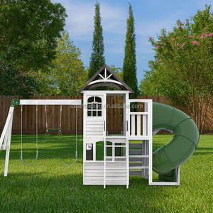 Aire de jeux en bois certifiée pour enfants, équipement de jeux en bois pour l'extérieur, balançoires de jardin, aire de jeux pour enfants - Product Image 4