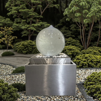 Usine nouveau Design 23 pouces acrylique sphère creuse boule fontaine d'eau boule cascade avec lumière LED RVB pour la décoration de jardin