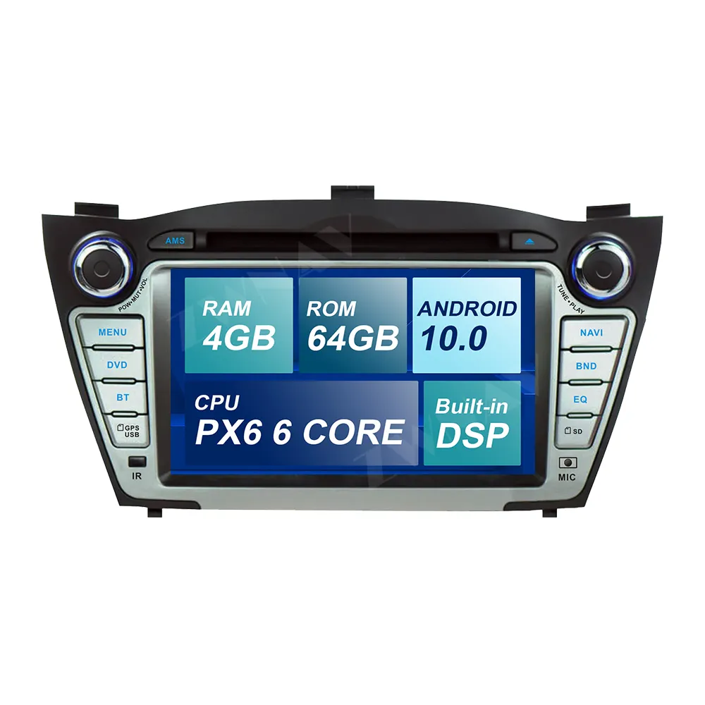 PX6 4 + 64G 6 core Android 9.0 Car Multimedia Player GPS 2 Din Per IX35 TUCSON 2009-2015 Canbus Auto Radio DVD Player BT unità di testa