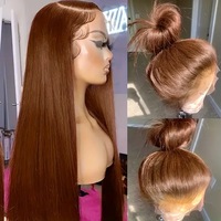 Perruque longue et droite brun clair style européen et américain, très tendance, densité 150%, style exotique, 18-32 pouces