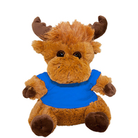 Peluche Highland Cow en gros, brodée, marron et rose, mignonne, anti-stress, super douce, 25 cm