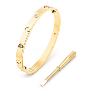 Joyería de moda para tu amor Brazalete Pulsera 18K Chapado en oro amor Acero inoxidable Pulsera clásica con diamantes - Product Image 4