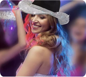 Sombrero de Vaquero Unisex de Fieltro con Diamantes Brillantes, Sombrero de Vaquera Rosa Brillante con Pedrería para Hombres y Mujeres, para Deportes, Fiestas al Aire Libre, Disfraces - Product Image 5