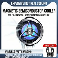 U-JIE-SL05 Hitam ABS Dudukan Magnetik Tipe-C Input Layar Temperatur Pendingin Ponsel Nirkabel Pengisian Daya Gaming