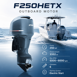 Moteur hors-bord marin <span class=keywords><strong>YAMAHA</strong></span> F250HETX 250HP V6 3352cc V6 EFI Puissance fiable et puissante pour la pêche commerciale et les bateaux de plaisance - Product Image 1