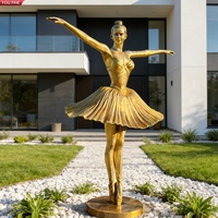YOUFINE Fournisseur direct d'usine Sculpture de ballerine dorée en bronze Décoration de jardin extérieur Patio Danseuse élégante Art