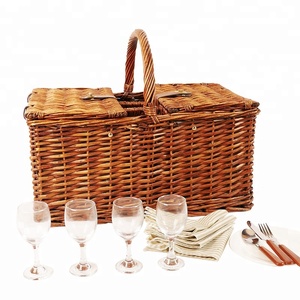 Cestino da Picnic <span class=keywords><strong>in</strong></span> <span class=keywords><strong>vimini</strong></span> di salice di legno personalizzato per 4 cestini di stoccaggio artigianali - Product Image 2