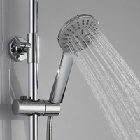 HUICI Ensemble de douche en laiton à poignée unique de style classique de haute qualité, matériel de salle de bain mural avec fonction de pluie