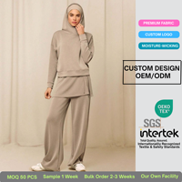 Ensemble 3 pièces de sport d'hiver personnalisé et modeste : Tunique Hijab, Pantalon Jogger, Séchage Rapide UPF30, Spandex/Coton, OEM ODM Vente en Gros