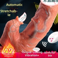 Dildo vibrant rétractable chauffant pour femmes, masturbateur féminin, bâton de massage AV, jouet sexuel réaliste pour adultes - Modèle langue de désir