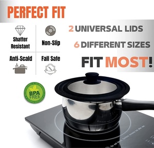 Đa mục đích Silicone kính cường lực Pan có nắp đậy thực phẩm lớp 20 22 24 cm Silicone Pan có nắp đậy trong suốt Pan có nắp đậy cho nhà nấu ăn - Product Image 5