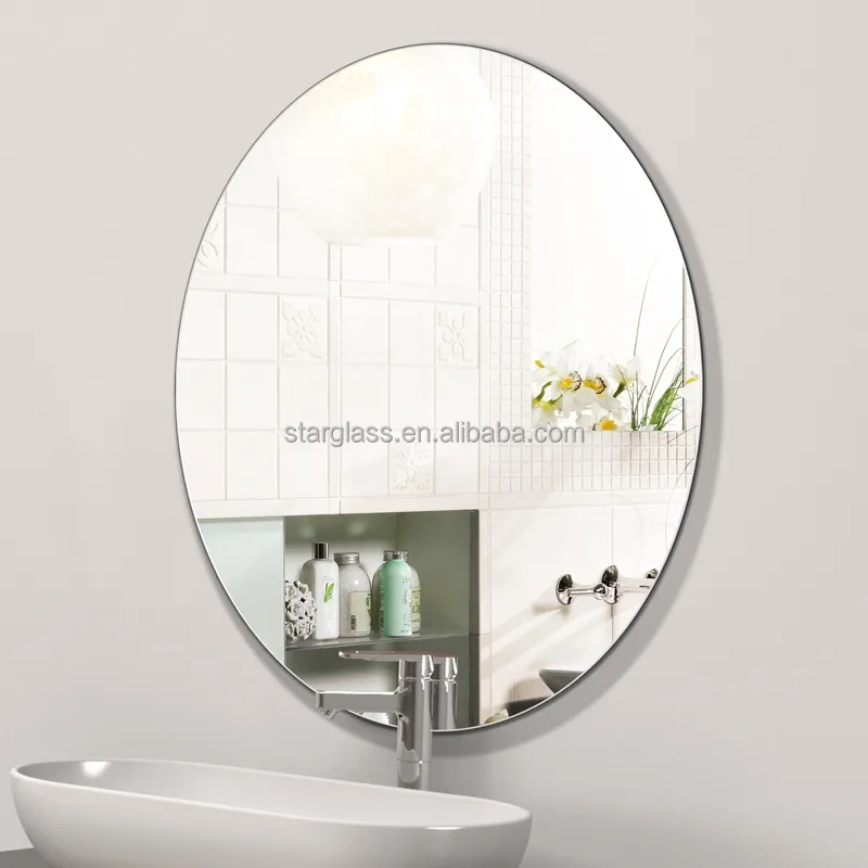 Prezzo all'ingrosso dello specchio decorativo del bagno dello specchio di vetro float ovale di 3mm 4mm