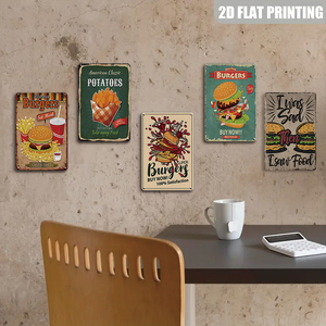 Letrero Metálico Vintage con Diseño de Hamburguesas Deliciosas, Decoración Retro de Comida Rápida para Cocina y Comedor - Product Image 4