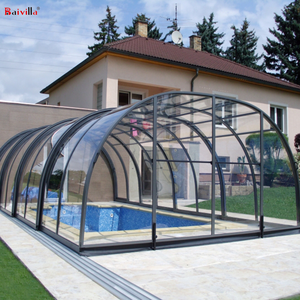 Couverture de <span class=keywords><strong>piscine</strong></span> préfabriquée en polycarbonate, auvent rétractable en aluminium, véranda autoportante, jardin d'hiver - Product Image 1