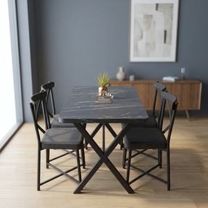 Mesa de Cocina Duradera, Ecológica, Portátil, Moderna, Impermeable, de Aglomerado y Metal, Multifuncional, Muebles para Comedor - Product Image 6