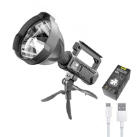Lampe torche puissante XHP 50 LED, robuste, rechargeable par USB, lampe de recherche, lampe de travail et de camping avec faisceau puissant et chargeur USB