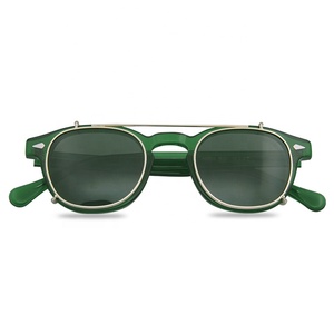 <span class=keywords><strong>Occhiali</strong></span> da Sole Unisex con Clip in Acetato Verde, Montature Colorate per Uomo con Lenti Polarizzate UV400 - Product Image 1
