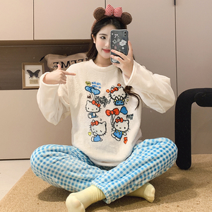 <span class=keywords><strong>Pijamas</strong></span> de franela 2025 Otoño e <span class=keywords><strong>Invierno</strong></span> mujer cuello redondo dibujos animados manga larga <span class=keywords><strong>pijamas</strong></span> estudiante <span class=keywords><strong>chica</strong></span> lindo - Product Image 4