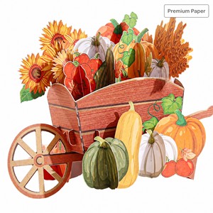 Carte de vœux pop-up Récolte d'automne, Citrouille, Tournesol, Chariot, Thanksgiving, Carte en papier faite main, Cadeau saisonnier personnalisé - Product Image 4
