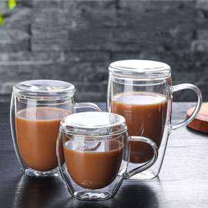 Đôi Tường Kính 350Ml Cốc Cà Phê Cốc Thủy Tinh Cốc Cốc Cà Phê Sữa Thủy Tinh Trong Suốt Cup Với Xử Lý - Product Image 3