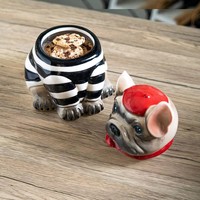 Vente en gros de pots à biscuits en grès faits à la main avec motifs de chiens et de chats, pots à biscuits personnalisés, cadeaux de fête