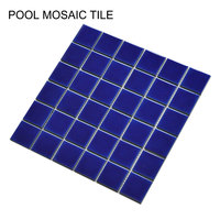 Mosaïque de carreaux en céramique de porcelaine émaillée bleu foncé classique et moderne pour bordures de piscine et mosaïques de piscine