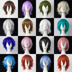 Perruque Courte Droite Noire en Fibre Kanekalon pour Cosplay Anime, Sans Colle, Couvre-Tête Complet pour Hommes et Femmes - Vente en Gros - Product Image 2