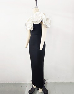 Robe Moulante Stéréoscopique Épaules Dénudées à Fleurs Blanches, Longueur Cheville, Sexy, pour <span class=keywords><strong>Femme</strong></span>, Fête d'Anniversaire, <span class=keywords><strong>Mariage</strong></span> ou Soirée - Product Image 4