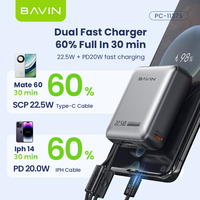 Produits populaires d'usine BAVIN PC1137S 22.5W 10000mah Ultra Mini Power Bank avec chargeur de type C Câble USB C