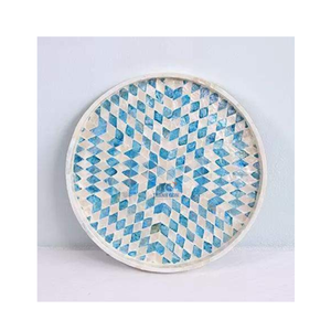 Ratán de forma ovalada de alta calidad con bandejas para servir nácar con varios colores - Product Image 3