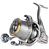 Carrete de Pesca SAMOLLA, Totalmente Metálico, para Spinning y Baitcasting, Rodamientos de Bolas de Acero Inoxidable, Asistencia de Arrastre, Mano Izquierda, Arrastre Máximo de 25 kg