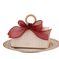 Triangle de couleur champagne créatif boîte à bonbons de mariage bague de fiançailles en bois de mariage Souvenir fil de queue de poisson matériaux recyclés