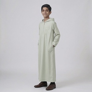 Robe à capuche pour garçon Layyin, stock d'usine, Moyen-Orient, Arabie Saoudite, Dubaï, Turquie, Thobe ethnique arabe pour garçon - Product Image 4