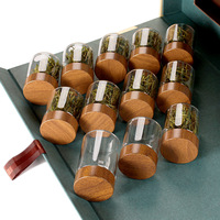 Coffret Cadeau Thé Personnalisé avec Couvercle en Bois (Bambou) et Bouteilles en Verre Borosilicate de Haute Qualité (6g Thé, 20g Dendrobium)